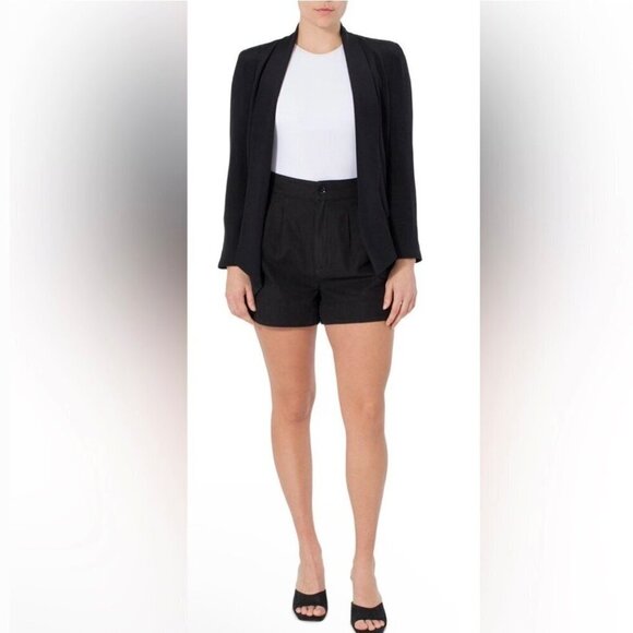 Joie Medium Pleated Linen Blend Women’s Black Shorts High Rise Pockets - Picture 12 of 12